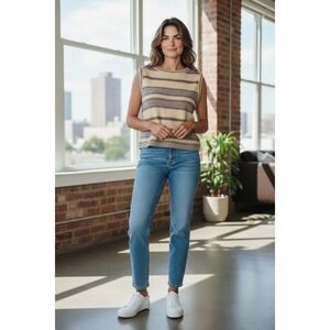 St. John Sport by Marie Gray Sleeveless Knit Tank Top Size P Gold Metallic